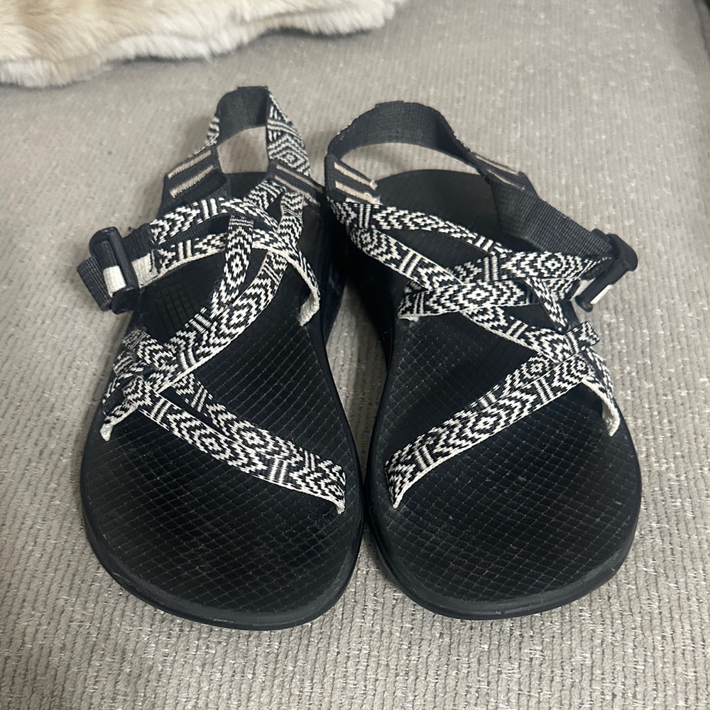Chaco Black and White Patterned Sandals